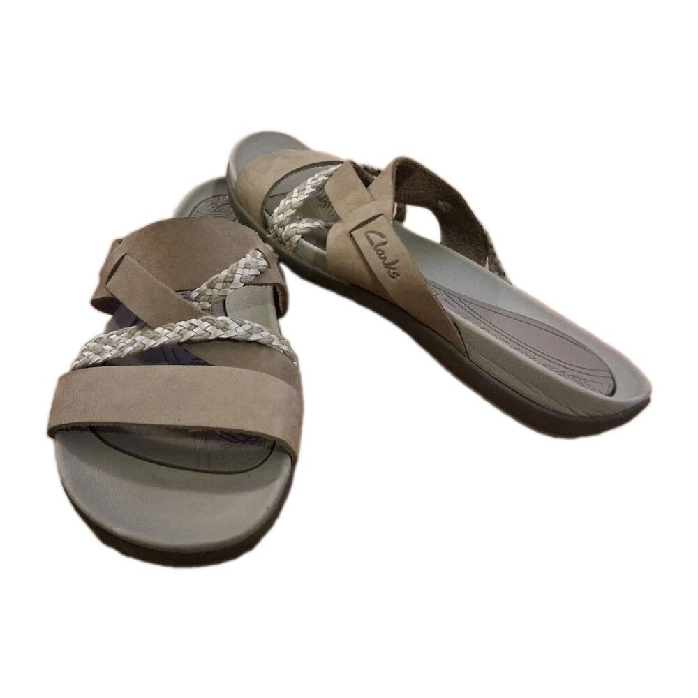 Clarks Women’s Tealite Slide Green Casual Slipon Slide Sandal Size 6